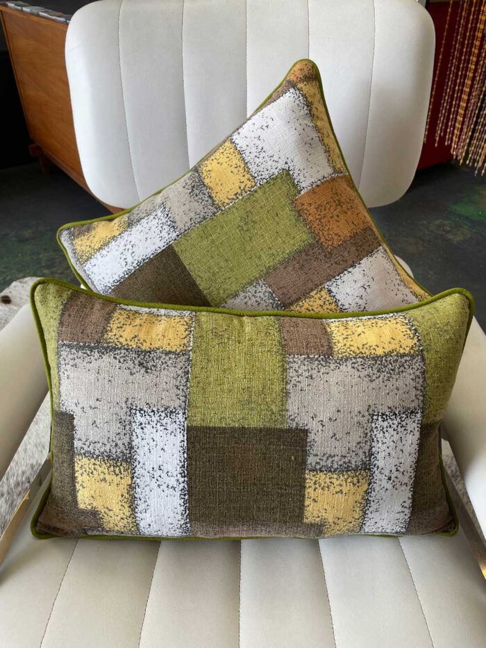 original 1950's barkcloth fabric cushions