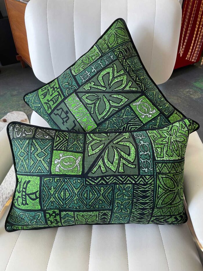 original tiki barkcloth vintage fabric cushions