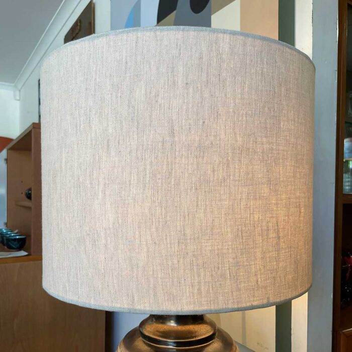 handmade linen shade in oatmeal