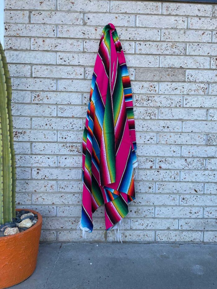 Mexican Sarape Blanket Hot Pink Base
