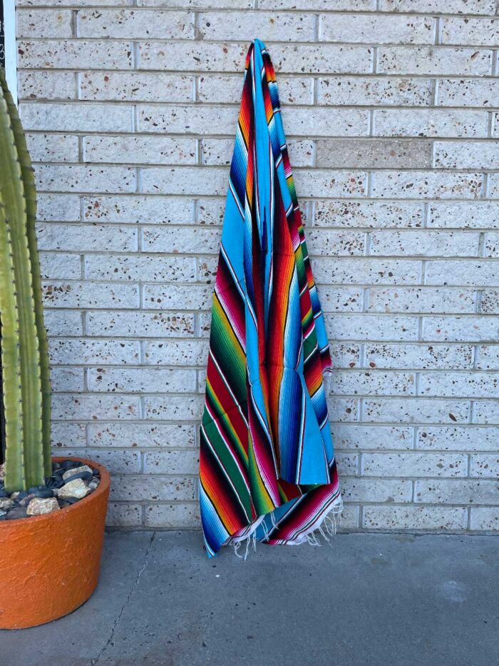 Mexican Sarape Blanket Sky Blue Base